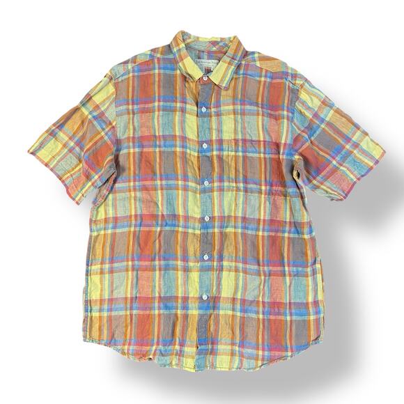 The Territory Ahead Linen Button Up Tee‎ Men’s Size L Multicolor Hiking Beachy - Picture 1 of 5
